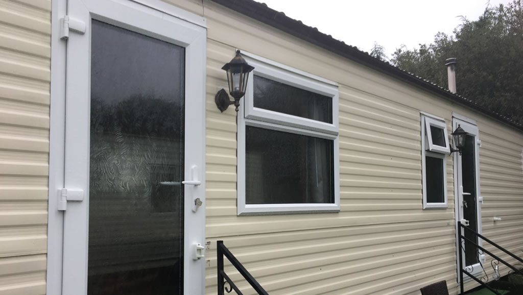 After replacement caravan windows and doors Carmarthen, Wales outside 1